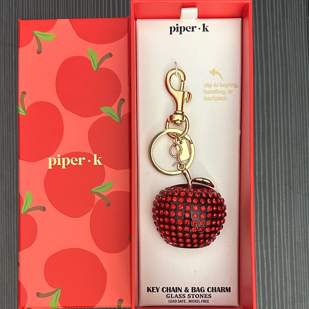Piper K Red Bling Apple Keychain & Bag Charm